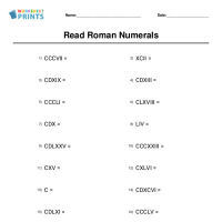 roman numerals worksheet generator