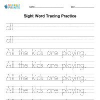 Sight Word Sentence Tracing