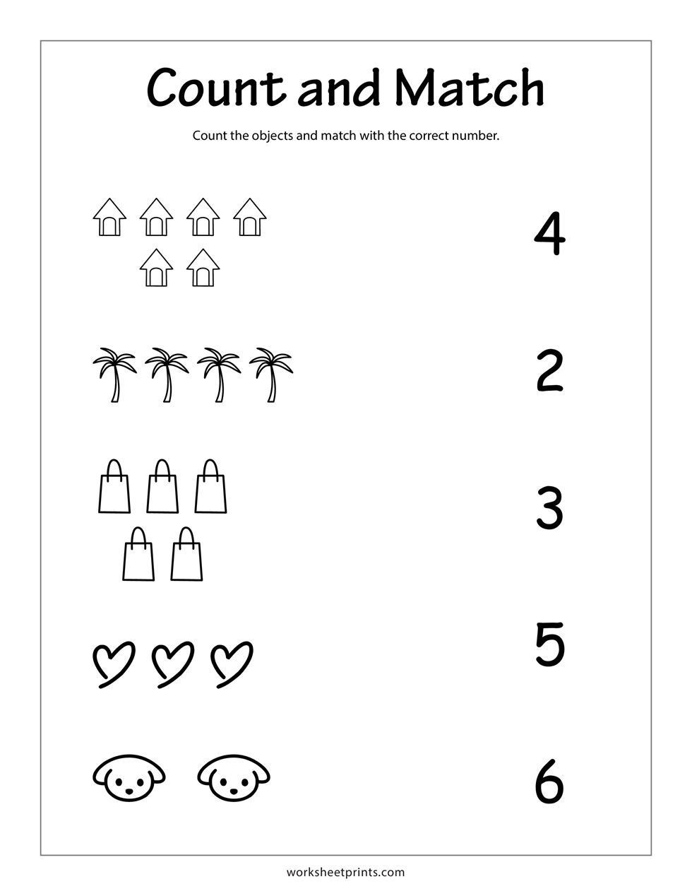 Count and Match 1-10 Worksheets