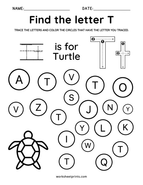 Printable Find the Letter T Worksheet | WorksheetPrints