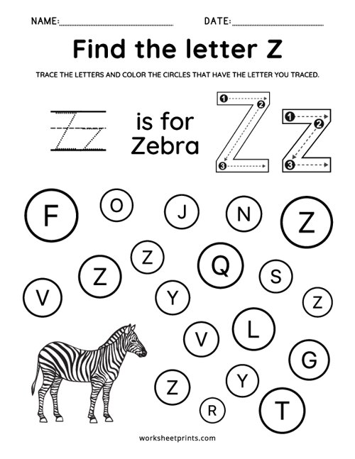 Printable Find the Letter Z Worksheet | WorksheetPrints