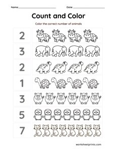 Count and Color the Animals