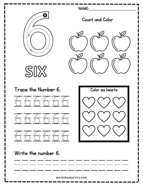 Printable Number 6 Practice Worksheet | WorksheetPrints