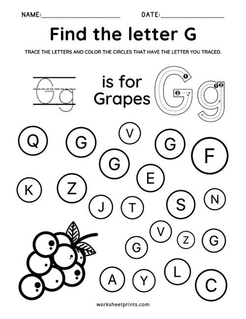 Printable Find the Letter G Worksheet | WorksheetPrints