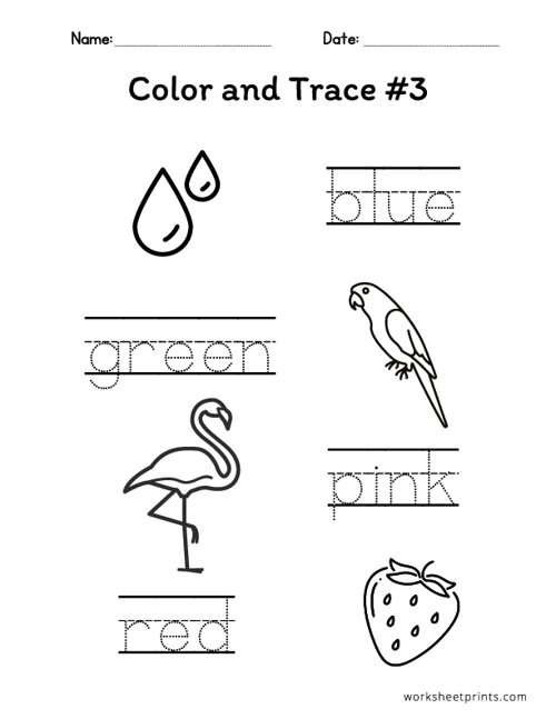 Printable Coloring and Tracing Worksheet | WorksheetPrints