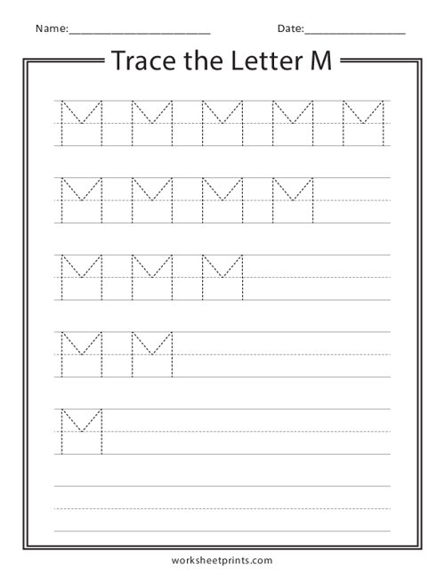 Printable Trace the Letter M Worksheet | WorksheetPrints