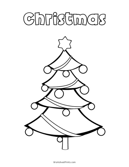 Printable Christmas Tree Coloring Page | WorksheetPrints