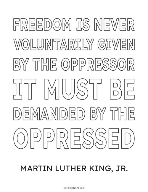 Printable Martin Luther King Jr. Quote Coloring Page WorksheetPrints