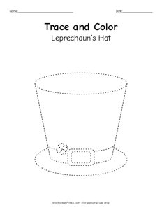 Leprechauns Hat - Trace and Color