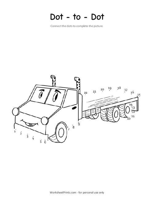 Flatbed Truck Connect the Dots Worksheet