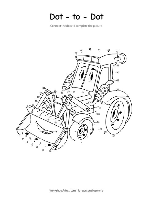 Crawler Loader Dot to Dot Worksheet