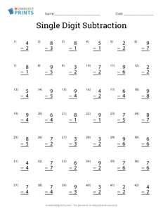 Subtracting Single Digits