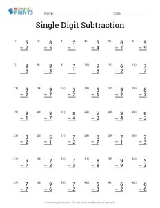 Subtracting Single Digit