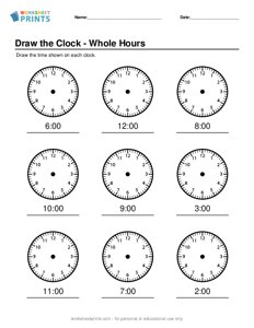 Draw the Clock - Whole Hours