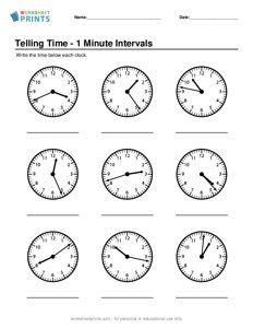 Tell the Time - 1 Minute Intervals