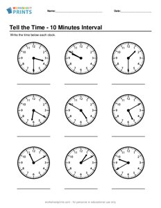 Tell the Time - 10 Minute Intervals