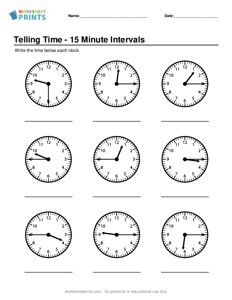 Tell the Time - 15 Minute Intervals