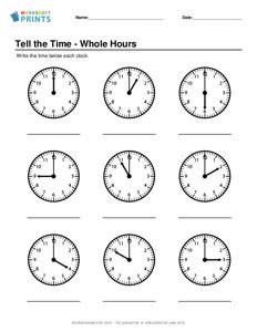 Tell the Time - Whole Hours