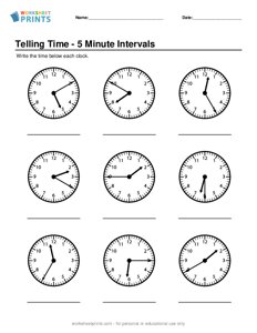 Telling Time - 5 Minute Intervals
