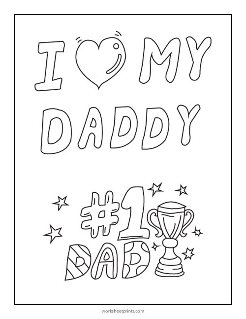 I Love My Dad Printable Coloring Page