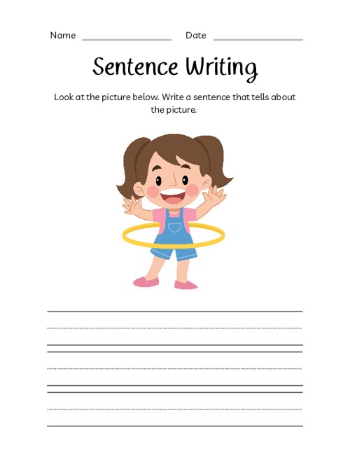 Sentence Writing Worksheet Girl Playing
