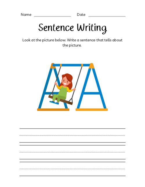 sentence-writing-worksheet-girl-on-swing