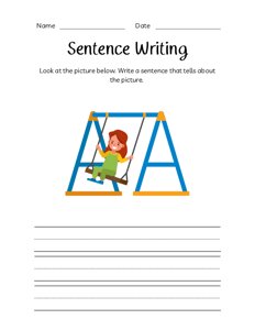 Sentence Writing - Girl on Swing