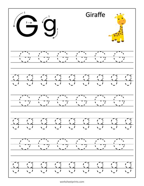 Printable Learn And Trace Letter G Worksheet