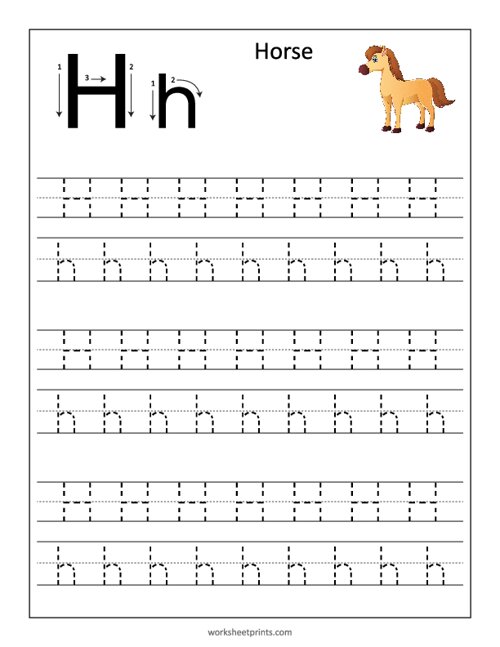 Printable Learn and Trace Letter H Worksheet