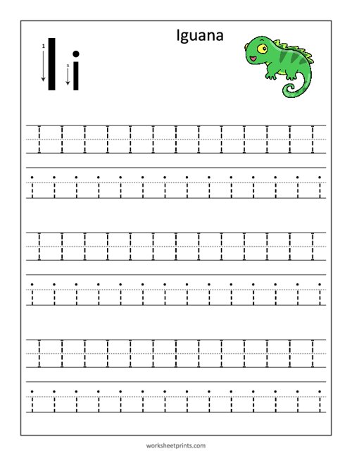 Printable Learn and Trace Letter I Worksheet