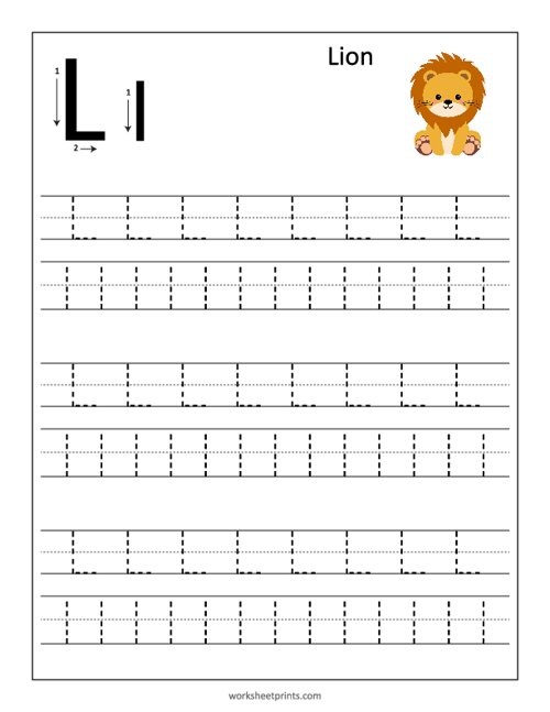 Printable Learn and Trace Letter L Worksheet