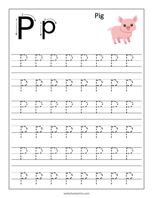 Printable Learn and Trace Letter P Worksheet