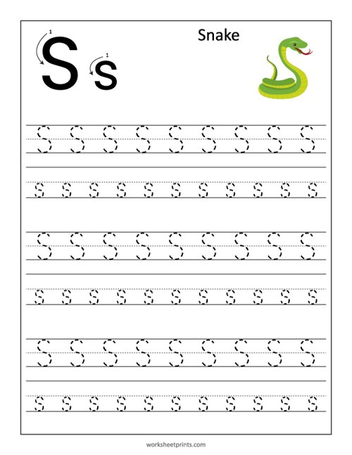 Printable Learn and Trace Letter S Worksheet