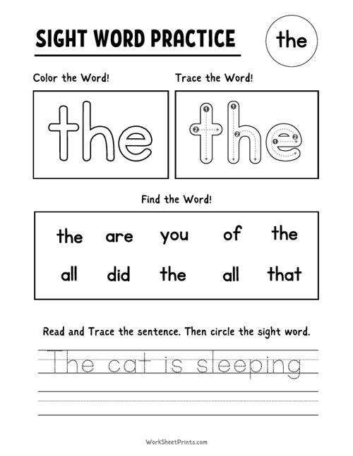 Sight Words Worksheet - The 