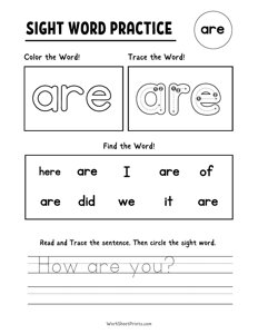 Sight Word Practice - Are