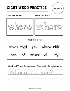 Sight Words Practice - Where