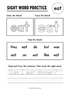 Sight Words Worksheet - Eat