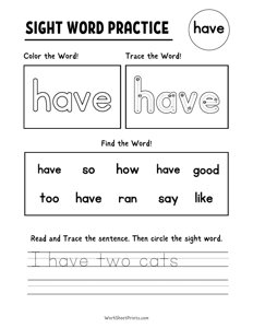 Sight Word Practice - Have