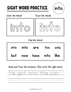 Sight Words Worksheet - Into