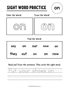 Sight Words Practice - On