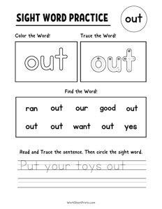 Sight Words Worksheet - Out