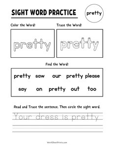 Sight Words Practice - Pretty