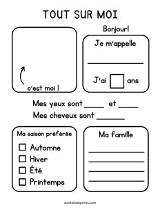 Tout Sur Moi (French Worksheet)