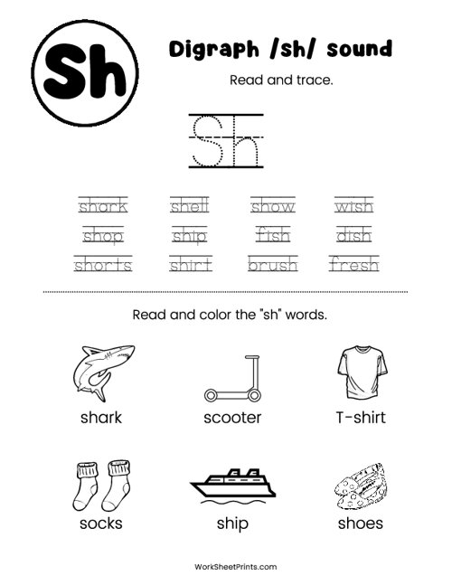 Digraph 'sh' Worksheet 