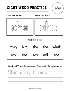 Sight Word Worksheet - She