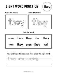 Sight Word Practice - They