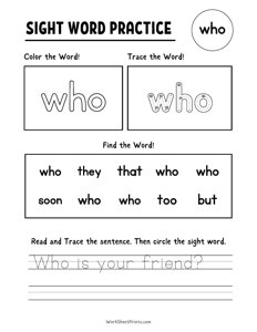 Sight Word Practice - Who