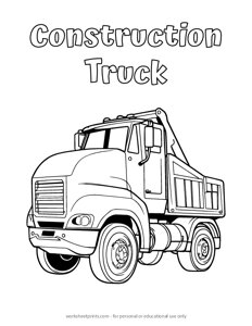 Construction Truck - Coloring Page