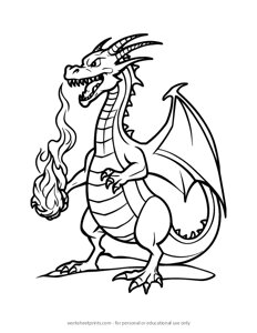 Dragon Holding Fire - Coloring Page