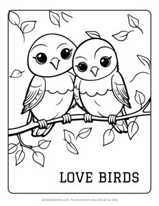 Love Birds - Coloring Page